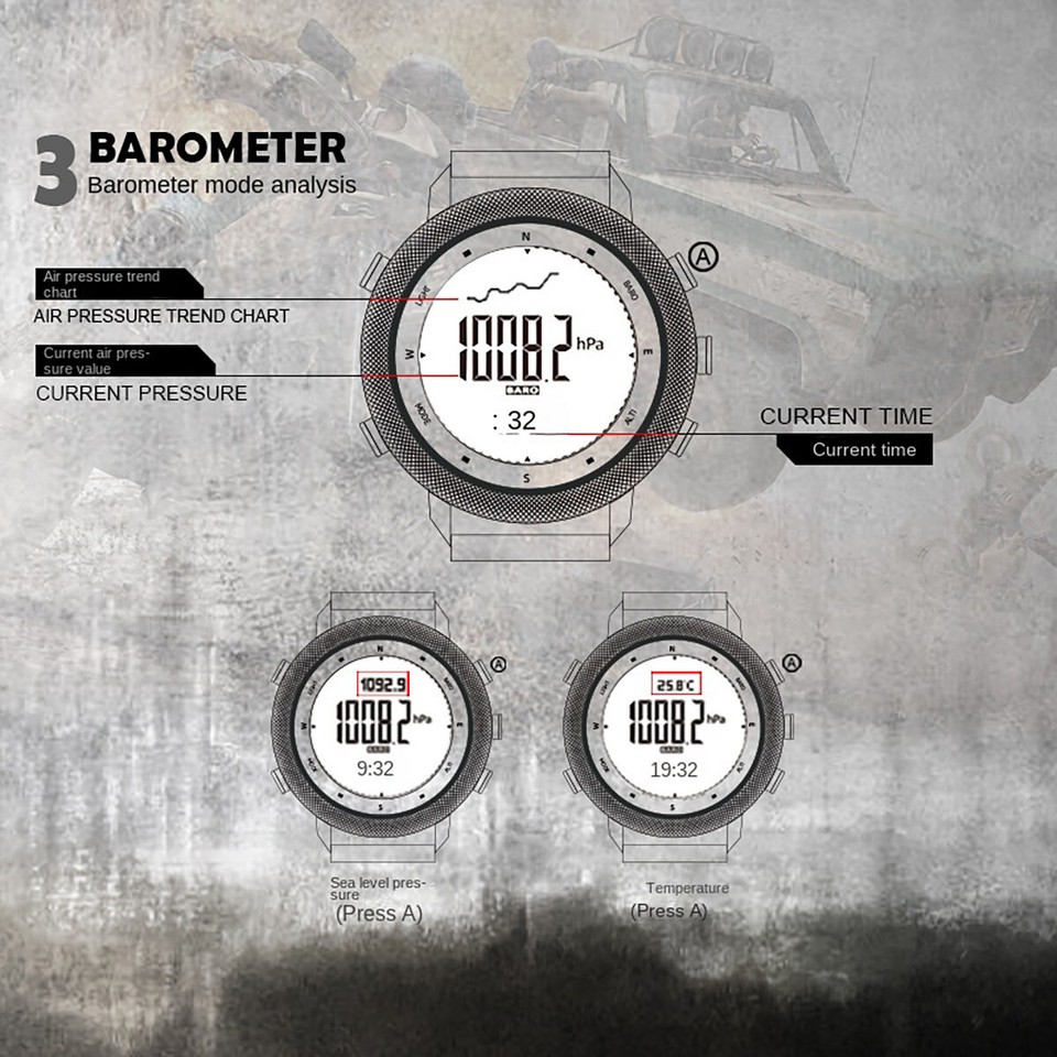 Men's Outdoor Sport Tactical Smart Watch Altimeter Barometer Compass ...