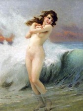 THE WAVE by G. Seignac ocean nude girl Tile Mural Kitchen Backsplash Ceramic 6x8