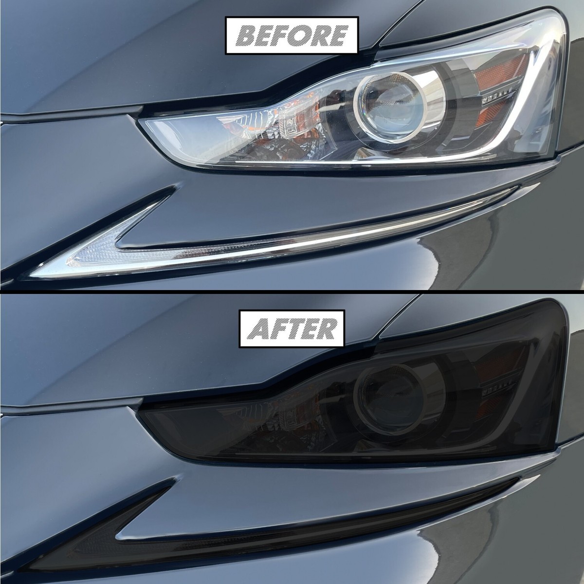 FOR 2017-2020 Lexus IS Headlight & DRL Turn Signal SMOKE Precut