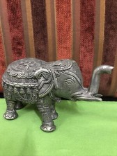 Elephant resin statue animal figurine engraved silver coating wild home decor