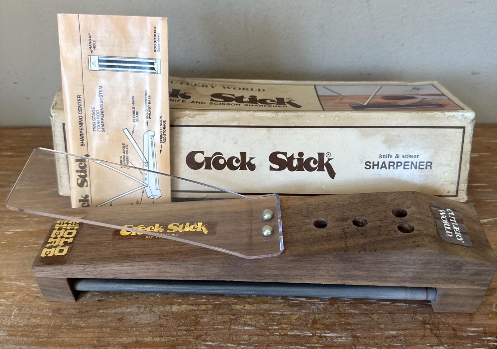 VINTAGE Cutlery World Crock Stick Knife & Scissor Sharpener 4 Rod