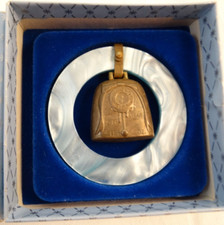 Vintage Birth Record Sterling Silver Baby Rattle Teething Ring Blue with Box