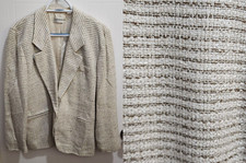 Vintage Liz Claiborne Women's 1 Button Blazer Jacket Off White Tweed Union Made