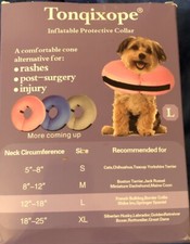 Inflatable Dog Collar Size Large Blue For Injuries Rash, Post Surgery Adjustable