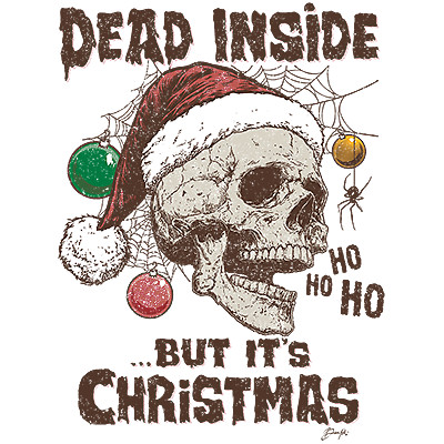 T-Shirt S to 2XL 3XL - DEAD INSIDE SKULL - CHRISTMAS FUN HUMOR SANTA Adult