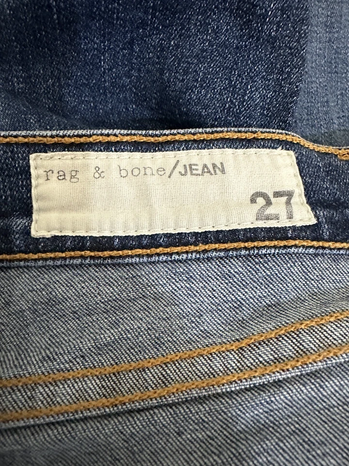 Rag & Bone Frayed raw hem Skinny Jeans Women's Size 27 mid-Rise Denim Blue - Image 4 of 4