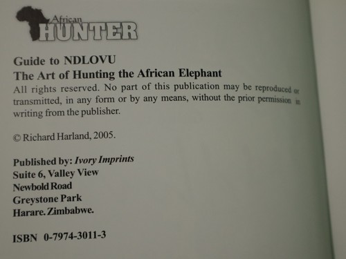 Guide to Ndlovu by Richard Harland Art of Hunting The African Elephant HC DJ 1st - Bild 15 von 24
