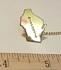 Wisconsin State Shaped Travel Pin - Gold Tone