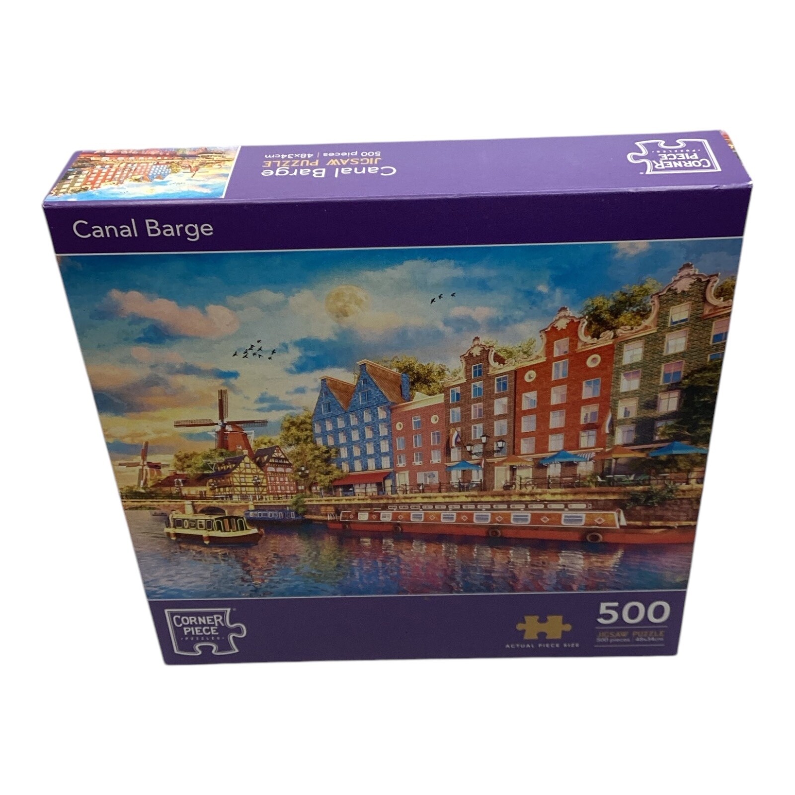 Corner Piece Canal Barge 500 Piece Jigsaw Puzzle Used Complete