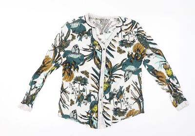 Philosophy Blues Original Damen grün Blumenmuster Viskose Basic geknöpft Größe 6 V-N