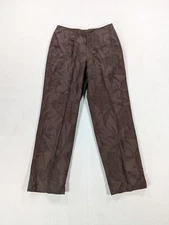 Talbots Womens Floral Relaxed Chino Pants Size 12 Brown 100% Cotton 