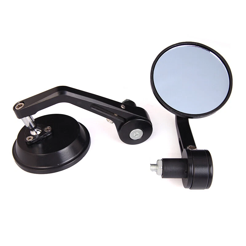 Black Motorcycle Round 7/8" Handle Bar End Mirrors For Honda Yamaha Suzuki US - Image 3 of 4