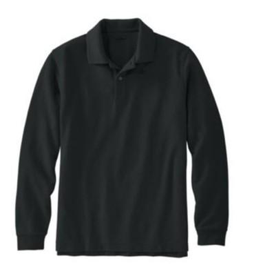 Premium Double Polo Long Sleeve w/o Pocket Men Regular LL BEAN NWT XXL REG BLACK