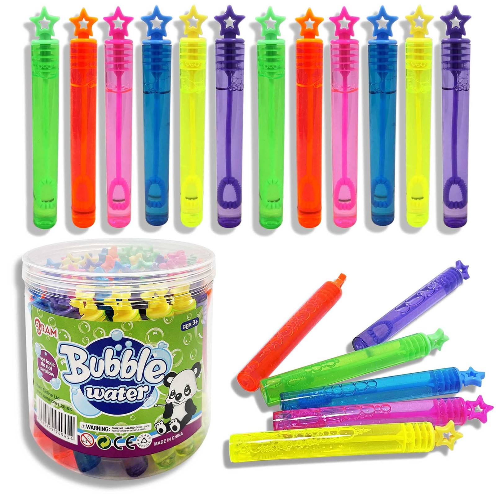 Ram Bubbles For Kids, Pack of 48 Bubble Wands With 5ml Large, Multicolor