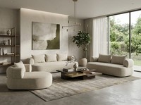 Beiges Wohnzimmer-Set 4+3+1-Sitzer-Sofas Polsstersofa Sessel WohnzimmermöBel
