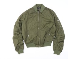 Topshop Women’s Green Bomber Jacket Size 10 Polyester Casual Zip