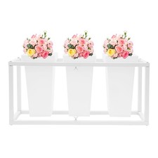 White Flower Display Stand with 3 Buckets for Indoor Outdoor, Courtyard, Balcony