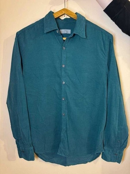 Men Canali Shirt Green Cotton 40