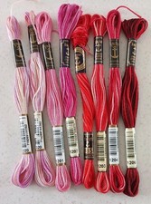 Anchor Lamé x8 Mixed Pinks and Reds Embriodery Thread.