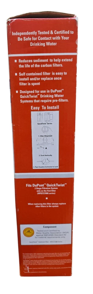 Подлинный фильтр для воды DuPont QuickTwist осадок серия 300 кварт WFQTC3001 запечатанный - Изображение 4 из 4