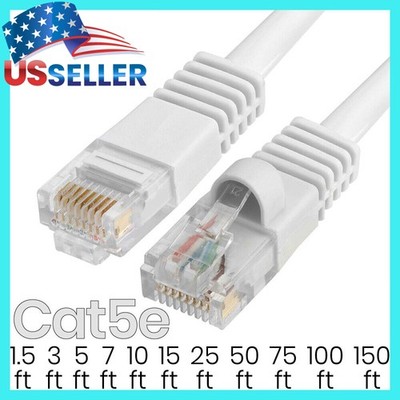 Cat5e Patch Cable White Cat 5e Ethernet Cord Internet LAN RJ45 Network Wire LOT