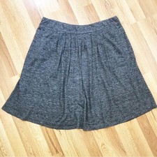 EILEEN FISHER Gray Linen Pleated Skirt Pull On Knee Length Organic Size Large