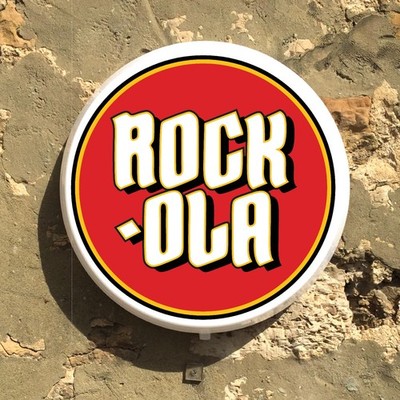 ROCK-OLA JUKEBOX beleuchtetes LED Wandschild Mann Höhle Zimmer Musikinstrument