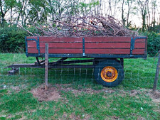 3 Tonne Tipping Farm Trailer Single Axle Timber Sides Drawbar Hitch