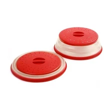 Norpro Knockdown Collapsible Microwave Food Cover, Red/Clear