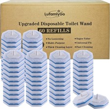Upgraded 60pcs Toilet Wand Refills fits Clorox Toilet Wand, Thickened Cleaning L