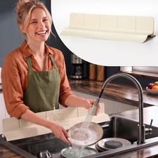 MessOut 23  Kitchen Sink Splash Guard, Premium 23 inches, Pearl White