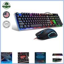 Full Size RGB LED Keyboard and Optical Mouse for PC and Laptop Gaming