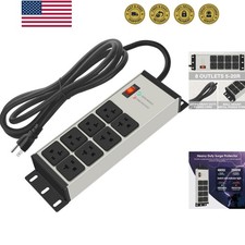 Grey Heavy Duty Power Strip Surge Protector 20 AMP, 8 Outlets 12 Gauge Indust...