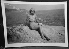 1956 Corsica a beautiful Blonde sunbathing in Bathing Costume - photo 8.5 by 6cm