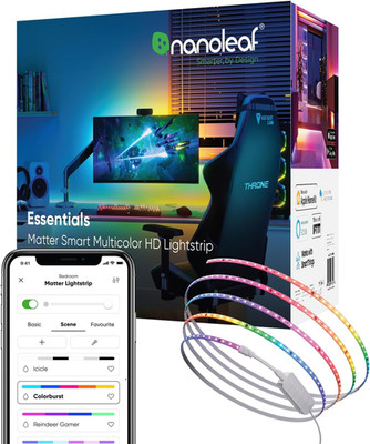 Essentials Matter Bluetooth & Wifi Smart Multicolor LED Lightstrip 200'' Smarter 