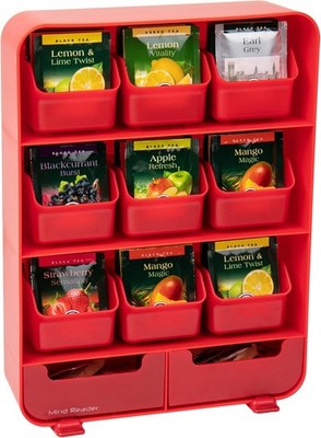 Mind Reader TBORG-RED Teebeutelhalter Teebeutel-Organizer, Kunststoff, rot