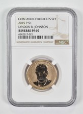 2015-P Reverse PF69 Lyndon B. Johnson $1 Coin and Chronicles NGC *1808