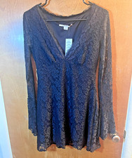 Urban Outfitters Kimchi Blue Lace Bell Sleeve Mini Dress Black Goth Witchy Small