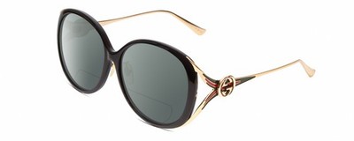 Gucci GG0226SK Womens Polarized BIFOCAL Sunglasses in Black/Gold