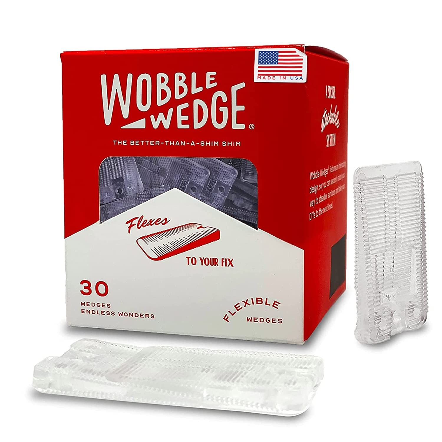 Wobble Wedges Flexible Plastic Shims - Leveling for Home 30, Clear-image