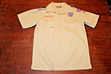 Boy Scouts of America BSA Men's Adult Shirt Small Tan Glued Patches