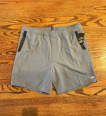RVCA Kevin Ew 2 In 1 Hybrid 17  Shorts Mens Large Grey Training Gym 23A1002500