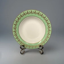 Royal Fruit by AMERICAN ATELIER Large Rim Soup Bowl Green Gold Trim Excellent!