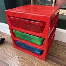 Official LEGO Red 3-Drawer Storage Rack Trays Unit with Draws Organiser Table