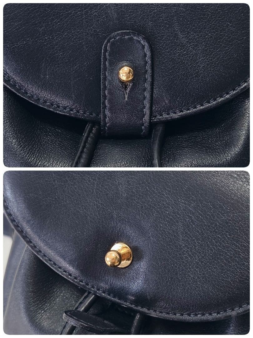 Authentic GUCCI Bamboo Mini Backpack Dark Navy Le… - image 9