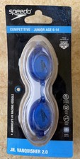 NEW Speedo Competitive Jr. Vanquisher 2.0 Swim Goggles Blue Age 6-14 FREE SHIP