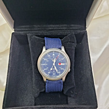 Seiko 5 SNK807K2 Military Blue Dial 7S26C Automatic Nylon Strap With Box