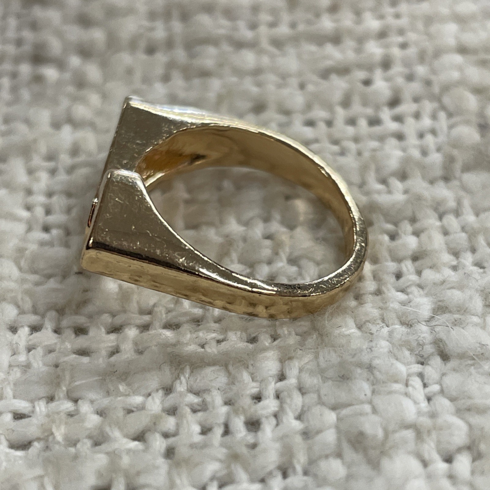 Gold Toned Open Cuff Rectangular Signet Ring Size… - image 3