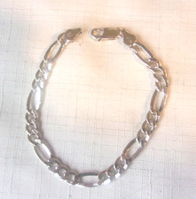 JCM Italy 925 Sterling Silver Figaro Link Chain Bracelet  7.75"