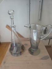 Vintage Glas Karaffe & Krug &ndash; handbemalt &ndash; dekoratives Set Neue ohne OVP!
